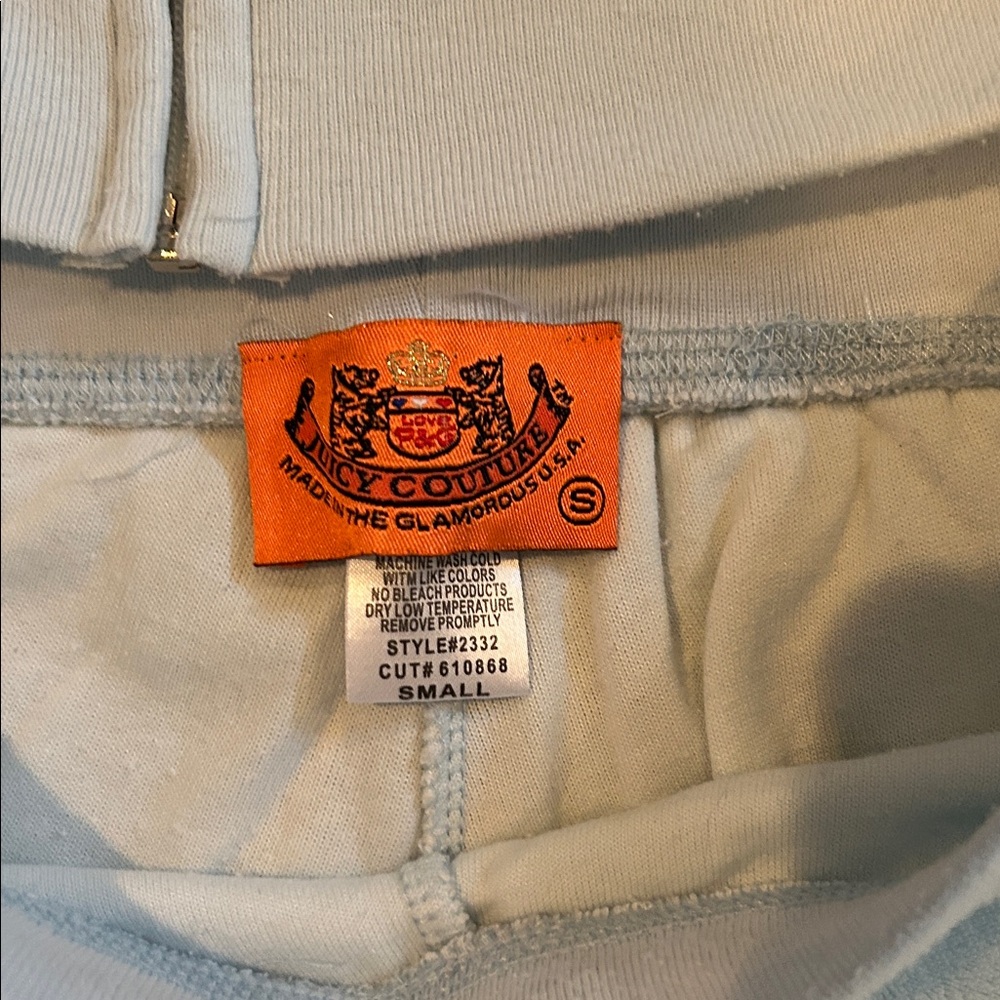 Juicy Couture Light Blue Terry Cloth Set with Lace Trim, Size S - Picture 8 of 9